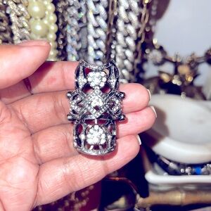 Intricate Black and Silver Women's Ring